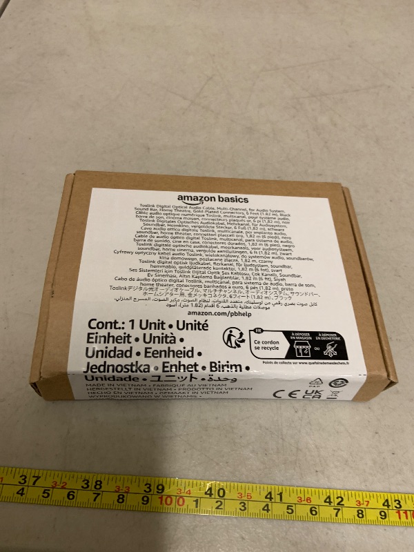 Photo 2 of Amazon Basics Toslink Digital Optical Audio Cable, Multi-Channel, for Audio System, Sound Bar, Home Theatre, Gold-Plated Connectors, 6 Foot, Black