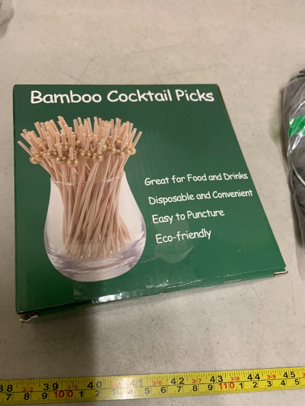 Photo 1 of 200 Pcs Cocktail Picks, 4.7 Inch Toothpicks for Appetizers, Bamboo Cocktail Sticks Skewers for Drinks, Desserts, Charcuterie, Wedding Party Fancy Toothpicks, Gold Pearl Mini Food Picks Decorative