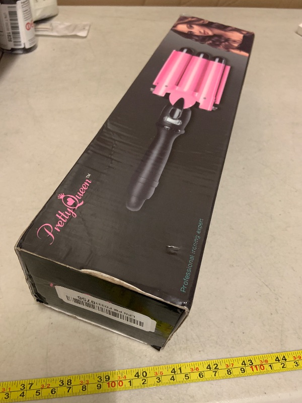 Photo 1 of 3 Triple Barrel Ceramic Tourmaline Curling Iron Wand with LCD Temperature Display - 1 Inch Crimping Waver, Dual Voltage