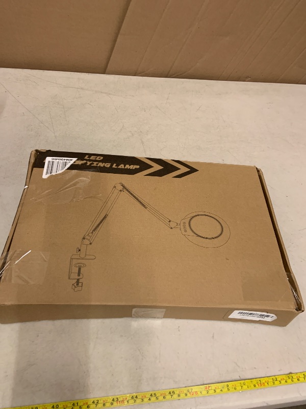 Photo 1 of 12X Large Magnifying Glass with Light and Clamp, Real Glass, 5 Color Modes, Stepless Dimmable, 2 x 16 Inch Adjustable Swing Arm Stand Desk Lamp, LED Lighted Magnifier Hands Free for Close Work, Hobby