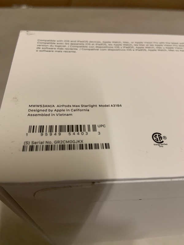 Photo 1 of Apple AirPods Max Wireless Over-Ear Headphones, Pro-Level Active Noise Cancellation, Transparency Mode, Personalized Spatial Audio, USB-C Charging, Bluetooth Headphones for iPhone - Starlight