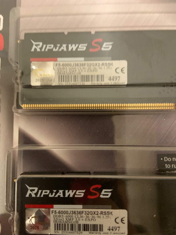Photo 1 of G.Skill Ripjaws S5 Series 64GB (2 x 32GB) 288-Pin PC RAM DDR5 6000 (PC5 48000)