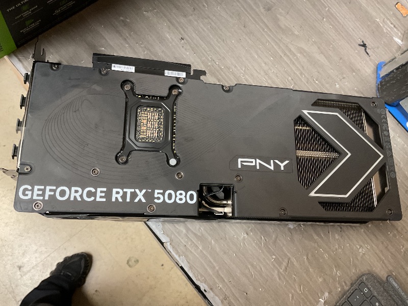 Photo 1 of SEE NOTESS,,,,,,,,,,PNY NVIDIA GeForce RTX™ 5080 Epic-X™ ARGB OC Triple Fan, Graphics Card (16GB GDDR7, 256-bit, Boost Speed: 2775 MHz, PCIe® 5.0, HDMI®/DP 2.1, 2.99-Slot, NVIDIA Blackwell Architecture, DLSS 4)