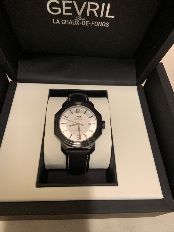 Photo 1 of Gevril Men's Canal St Automatic Watch, Genuine Italian Handmade Leather Strap