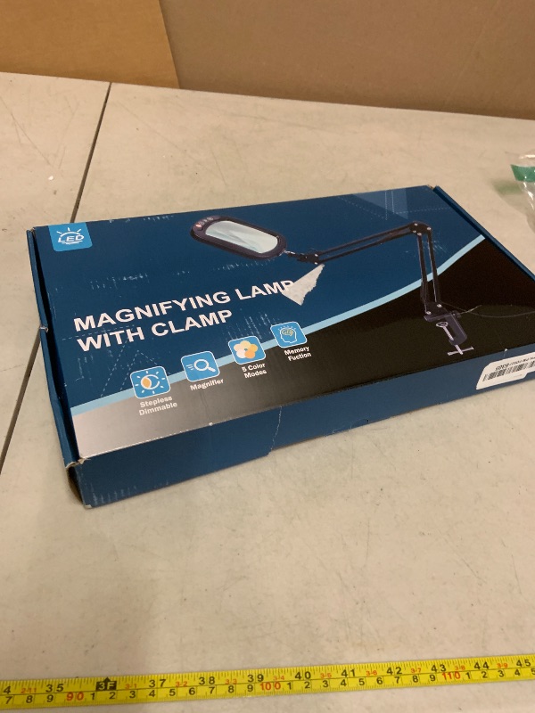 Photo 1 of 10X Rectangle Magnifying Glass with Light and Clamp, 5 Color Modes Stepless Dimmable, Lighted Magnifier with Stand Hands Free, Flexible Swing Arm LED Desk Lamp for Close Work, Craft, Reading, Painting