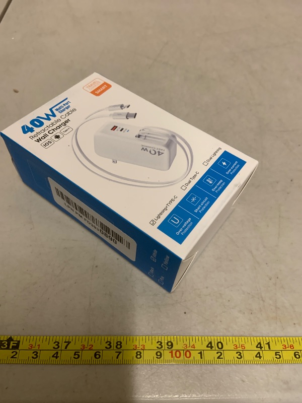 Photo 1 of 4-in-1 Retractable Gan Wall Charger Plug for iPhone 17 USB C,Travel Essentials Brick Multiport,3ft Lightening+ Type C Cables,40W Fast Charging Foldable Block for iPhone 17 Pro/16/15/14/13,iPad,Galaxy