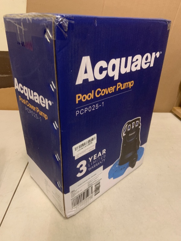 Photo 1 of Acquaer 1/4 HP Automatic Swimming Pool Cover Pump, 2250 GPH Submersible Sump Pump with 3/4” Check Valve Adapter & 25ft Power Cord, Water Removal for Pool, Hot Tubs, Rooftops, Water Beds and more