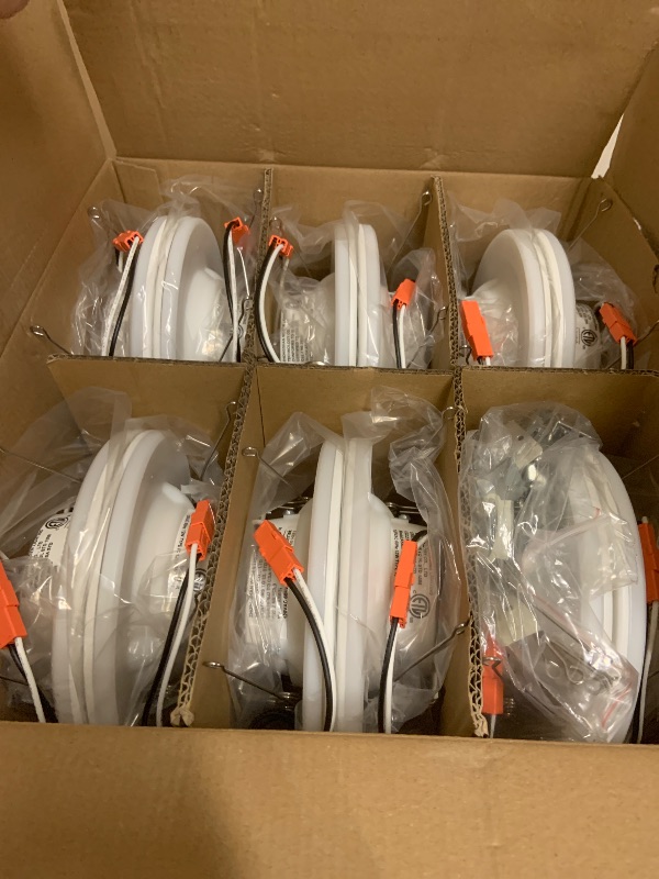 Photo 1 of 12 Pack 5/6 Inch LED Can Lights with Night Light, Metal 5CCT Retrofit Recessed Lighting Selectable 2700K-6000K Dimmable, 12W=75W, 1200LM Downlight with Metal Smooth Trim - ETL and Energy Star