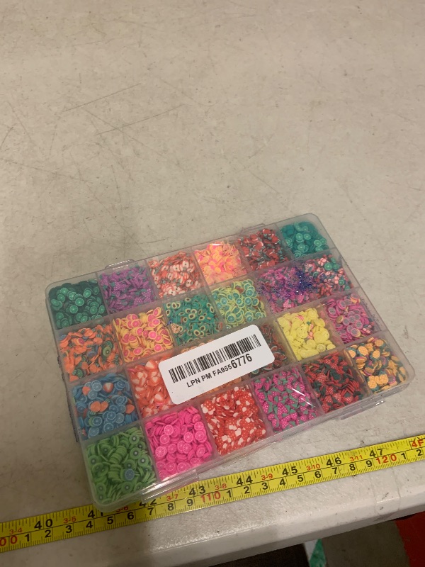Photo 1 of 24-Grid Fruit Slice Polymer Clay Cute Slime Add Ins for Nail Art, Kawaii Scrapbooking Embellishments & Lip Gloss, Cellphone Decorations Bulk Slime Mix Ins Assorted Fruits Accessories for DIY Crafting