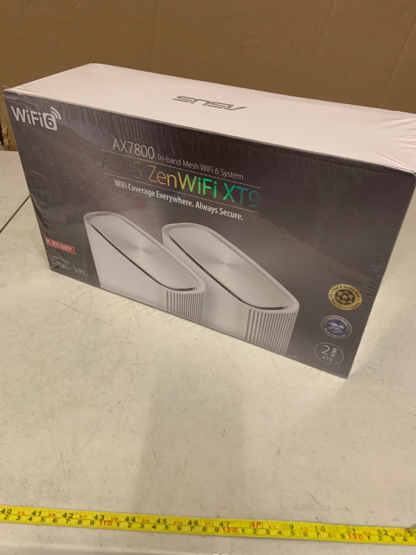 Photo 1 of ASUS ZenWiFi XT9 AX7800 Tri-Band WiFi6 Mesh WiFiSystem (2Pack), 802.11ax, up to 5700 sq ft & 6+ Rooms, AiMesh, Lifetime Free Internet Security, Parental Controls, 2.5G WAN Port, UNII 4, White