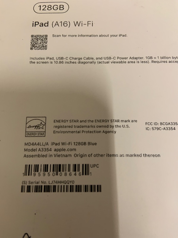 Photo 1 of Apple iPad 11-inch: A16 chip, 11-inch Model, Liquid Retina Display, 128GB, Wi-Fi 6, 12MP Front/12MP Back Camera, Touch ID, All-Day Battery Life — Blue