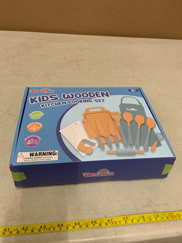 Photo 1 of 29 PCS Wooden Kids Cooking Set, Toddler Montessori Cooking & Baking Kitchen Tools for Real Cooking, 3 Knifes, Real Cutting Board, Apron, Kid Safe Kitchen Utensils for 3+ Year Old Boys Girls Gift