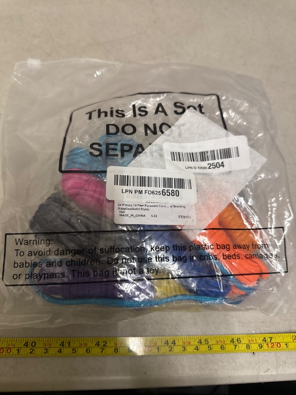 Photo 1 of 24 Pieces 10 Feet Paracord Cord 550 Multifunction Paracord Bracelet Rope Crafting Making Rope Kit for Lanyards Keychain Dog Collar Woven DIY Manual Braiding Supplies(Solid Style)