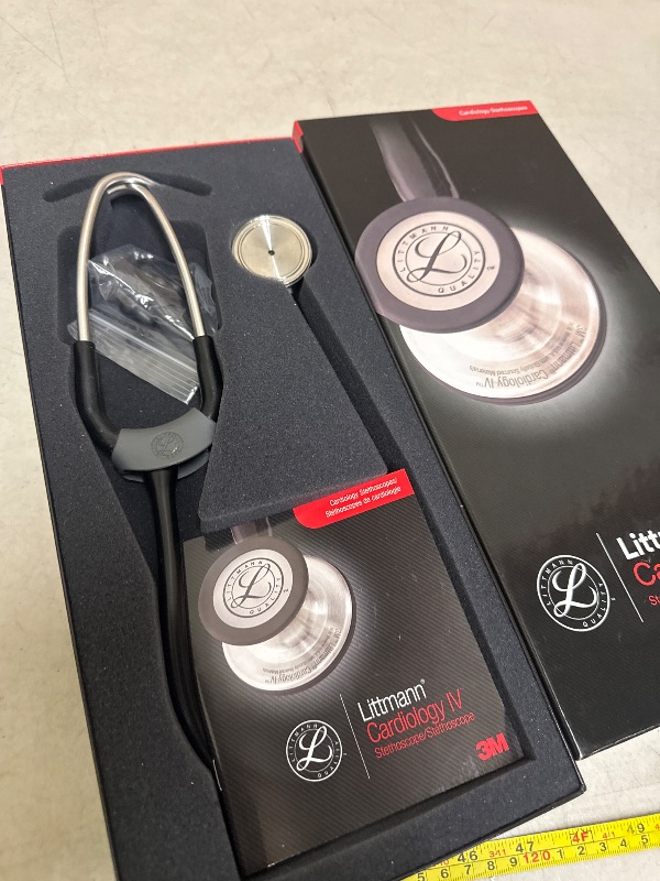 Photo 1 of 3M Littmann Cardiology IV Diagnostic Stethoscope, 6232, More Than 2X as Loud, Weighs Less, Stainless Steel High Polish Smoke-Finish Chestpiece, 27" Black Tube, Stem, and Headset