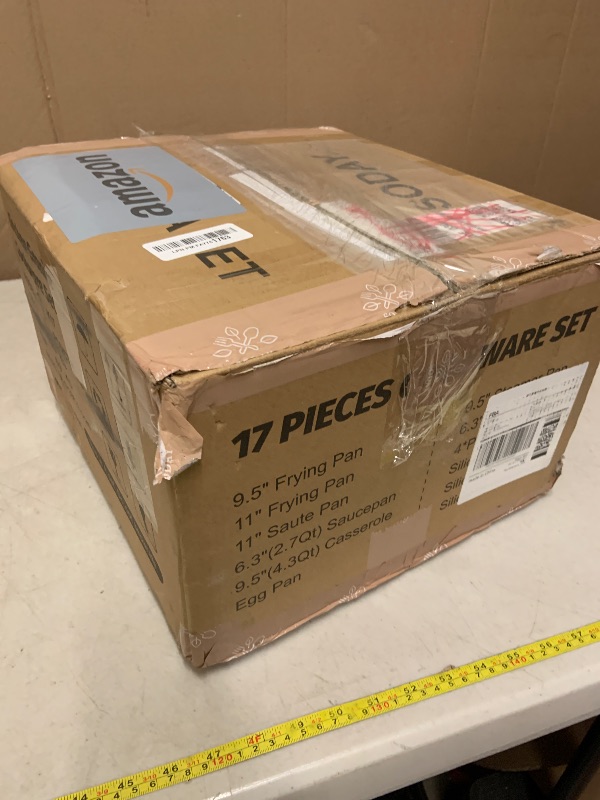 Photo 1 of 17 Pcs Pots and Pans Set Non stick?Cookware Sets White Granite Induction Cookware, Non-toxic Healthy Non Stick Kitchen Cooking Set with Frying Pans Set, Saucepans (PFAS, PFOA, PFOS Free) White