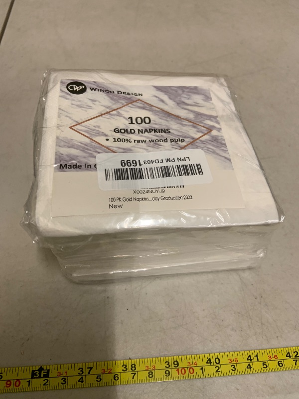 Photo 1 of 100 PK Gold Napkins - 4 Assorted Designs - 3-Ply Cocktail Napkins Folded 5 x 5 Inches Bar Napkins Disposable Party Napkins Paper Napkins Dinner for Wedding Baby Shower Birthday Graduation 2023