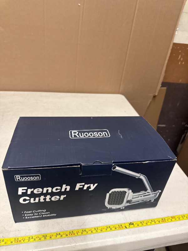 Photo 1 of 3Pcs French Fry Cutter, Ruooson Professional Potato Cutter Slicer with 1/2 In & 3/8 In & 1/4 In Stainless Steel Blades, Great for Whole Potatoes Carrots Cucumbers.
