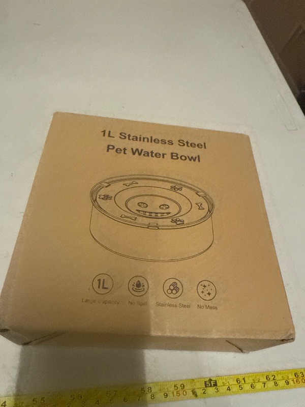 Photo 1 of 1L/0.26 Gallon Dog Water Bowl No Spill, Stainless Steel No Spill Water Bowl for Dogs, Slow Water Dog Bowl, No Splash Dog Water Bowls