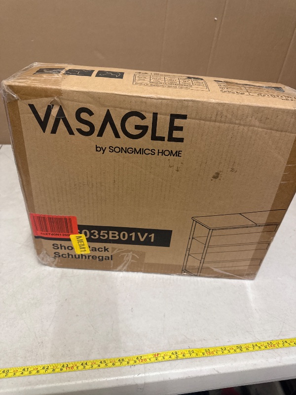 Photo 1 of VASAGLE Shoe Rack, 4-Tier Shoe Storage Organizer for Entryway and Closet, Holds 9-12 Pairs of Shoes, 3 Fabric Shelves, Steel Frame, Industrial, Rustic Brown and Black ULBS035B01