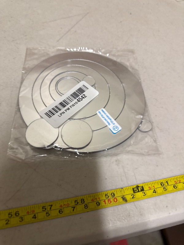 Photo 1 of 32 Pieces Removable Circle Wall Mirror Sticker Round Decal Acrylic Setting for Home Living Room Bedroom Decor, 1.5-13.5 cm(Silver)