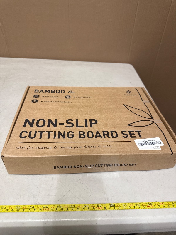 Photo 1 of 3 Packs Bamboo Cutting Board Set with Non Slip Feet and Over Sink Nice Solid Thick Wood Juice Groove Chopping Board Extra Large Big Small Best Hardwood Kitchen Counter Organic Vegetable