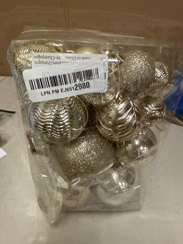 Photo 1 of 36 PCS Christmas Ball Decoration Set, Shatterproof Hanging Christmas Xmas Tree Ornaments, Indoor & Outdoor Decoration for Wreath and Party Decorations (Champagne)