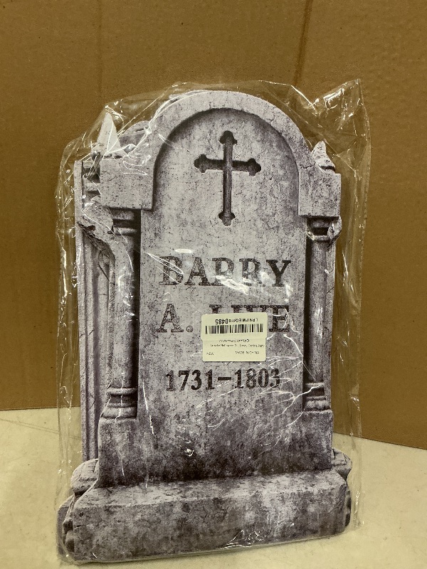 Photo 1 of Arosche Halloween Decorations Outdoor Funny Graveyard Tombstone Yard Signs 6Pcs with Stakes Cemetery Headstones Scary Skeleton RIP Halloween Decorations for Outside Lawn, Garden, Party