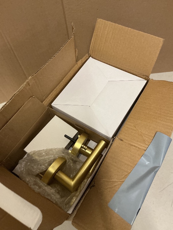 Photo 1 of goldenwarm Gold Door Handles Interior, Privacy Brushed Brass Interior Door Handles, Heavy Duty Zinc Alloy Brushed Gold Door Lever for Bedroom and Bathroom (6 Pack)