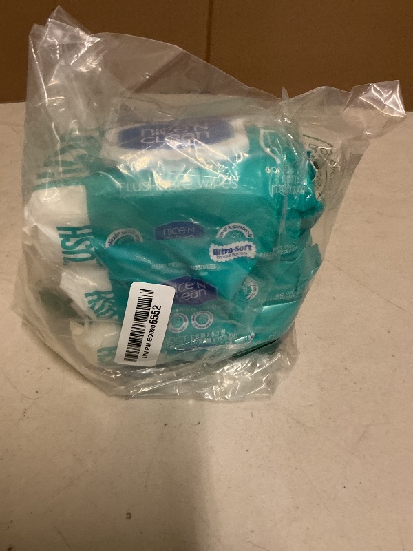 Photo 1 of Nice 'N Clean Adult Flushable Wipes (3 x 60 Count) | Personal Cleansing Wipes Made from Plant-Based Fibers | Infused with Aloe & Vitamin E