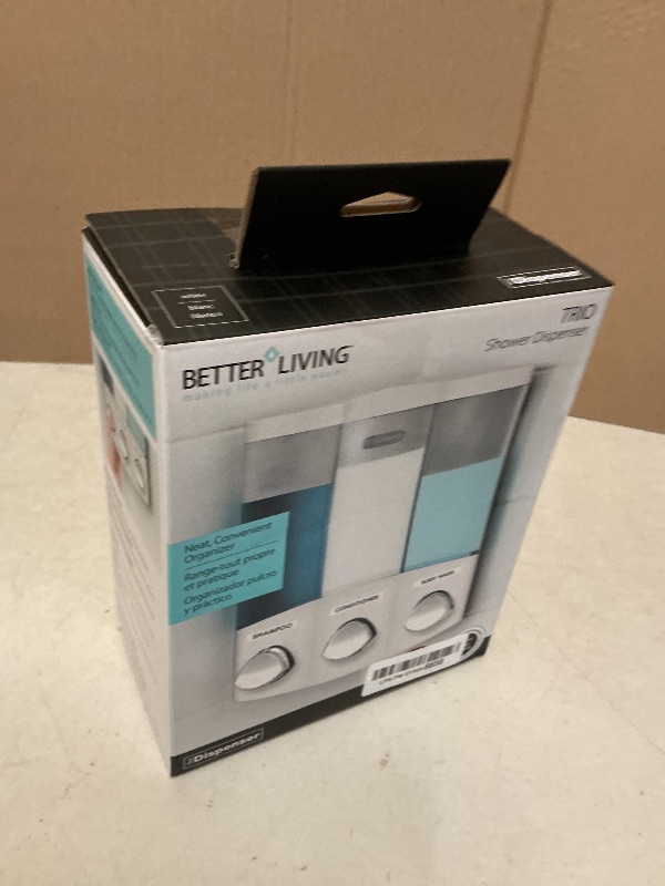 Photo 1 of Better Living Products, White 76354 Euro Series TRIO 3-Chamber Soap and Shower Dispenser