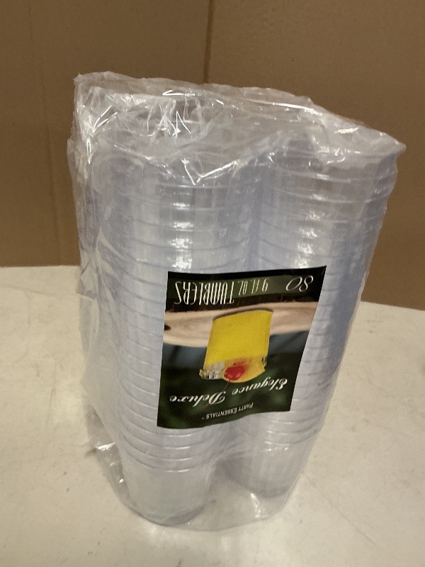 Photo 1 of Party Essentials Deluxe/Elegance Hard Plastic Party Cup/Old Fashioned Tumbler/Cocktail Glass, 9 oz., , Clear