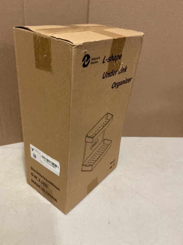 Photo 1 of 2 Pack Under Sink Organizer 2 Tier Sliding Cabinet Organizers Multi-Purpose Sink Storage Basket L-Shape Narrow Space Storage Shelves with 4 Hook for Kitchen Bathroom Drawer, Black