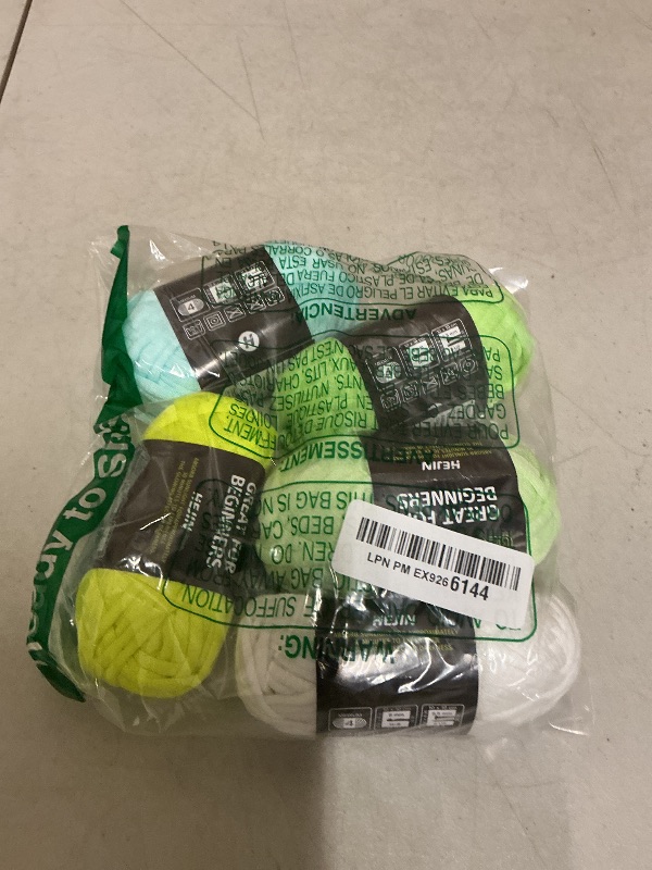 Photo 1 of 5x50g Glow in The Dark Yarn Set for Crocheting and Knitting; 5x51m (60yds) Yarn for Beginners with Easy-to-See Stitches; Worsted-Weight Medium #4; Beginners Crochet Kit