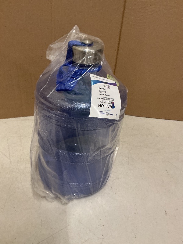 Photo 1 of New Wave Enviro Iconic 1 Gallon Round BPA Free Water Bottle with Stainless Steel Cap and Integrated Handle, Ideal for Gym and Outdoor Life, Blue