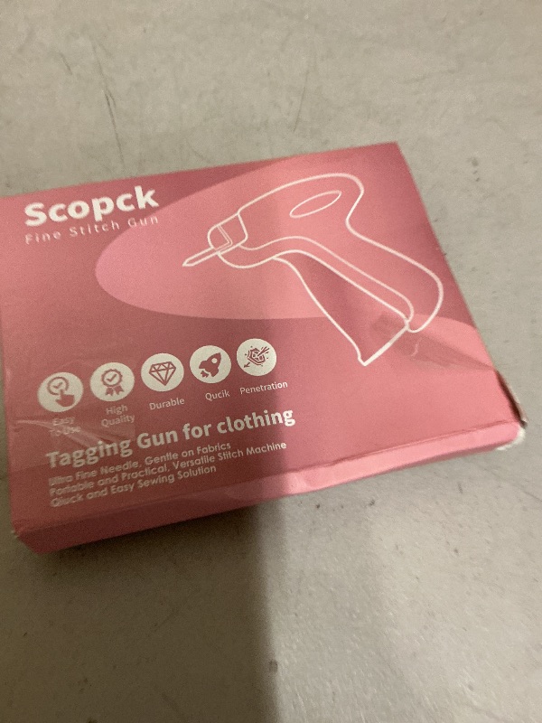 Photo 1 of Scopck Handheld Micro Tagging Stitch Gun for Clothes - Quick Clothing Fixer - Mini Sewing Kit - Includes 6 Needle, 1000 Black Fasteners & 1000 White Fasteners (Purple)