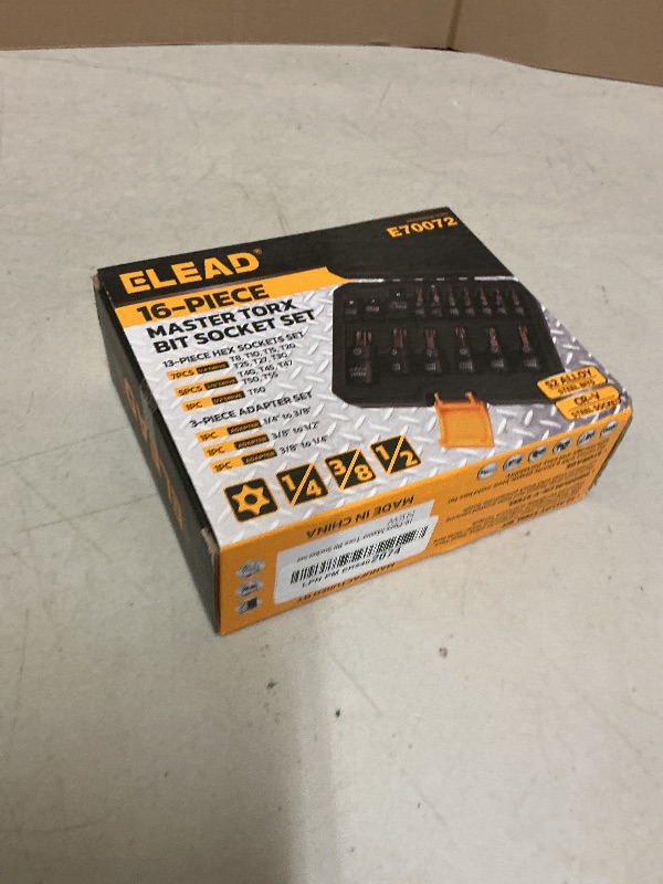 Photo 1 of 16-Piece Torx Bit Socket Set - Premium S2 Steel European Style T8-T60 with Socket Adapters, Star Bit Socket Set 1/4”, 3/8” and 1/2” Drive | Professional Mechanic Garage Tools