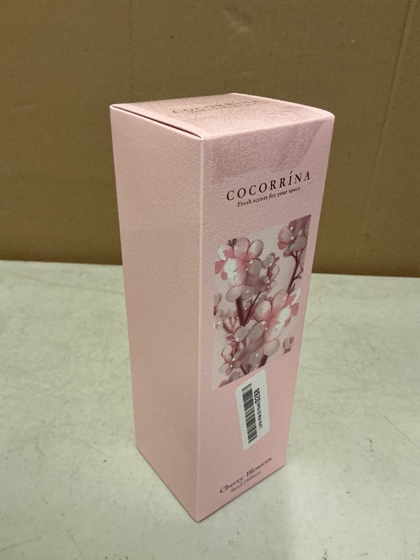 Photo 1 of COCORRÍNA Reed Diffuser - Cherry Blossom 6.7 Fl.oz Reed Diffuser Set with Sticks & Preserved Baby's Breath, Reed Diffuser for Home Bathroom Shelf Decor