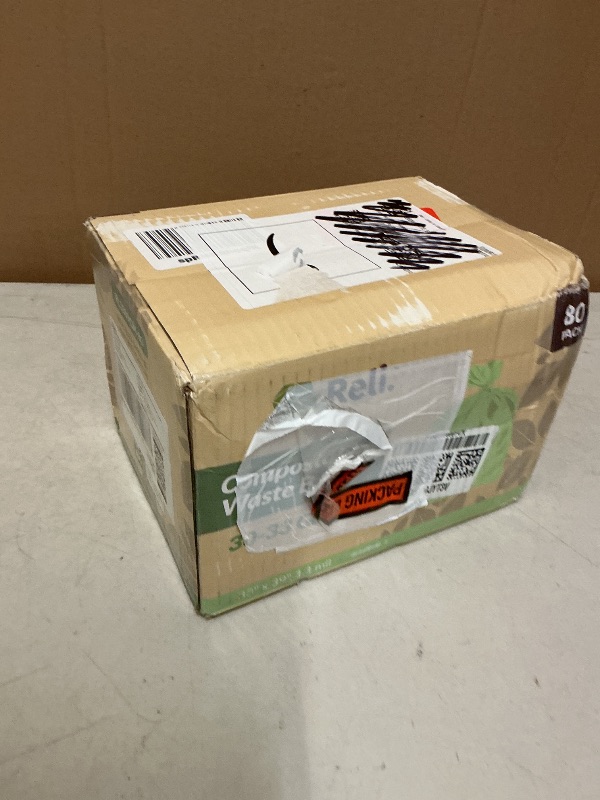 Photo 1 of Reli. Compostable 33 Gallon Trash Bags | 80 Count Bulk | ASTM D6400 | Green | Eco-Friendly | For Compost