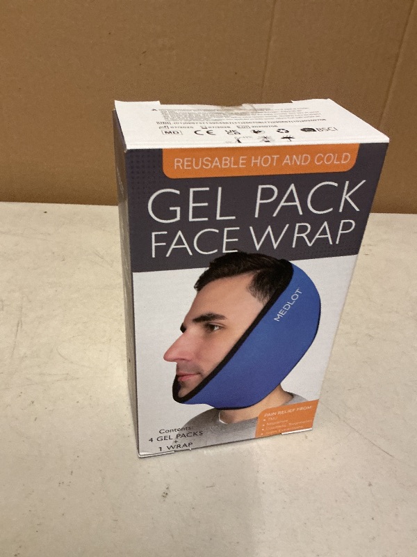 Photo 1 of LotFancy Face Ice Pack Wrap for TMJ, Wisdom Teeth, with 4 Reusable Hot Cold Therapy Gel Packs, Pain Relief for Head, Oral and Facial Surgery, Dental Implants, Blue