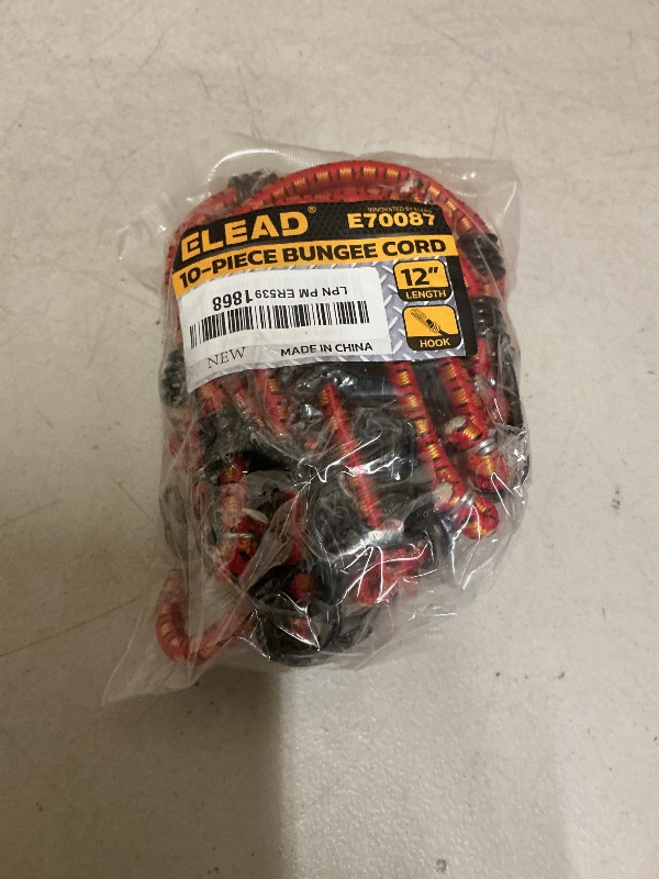 Photo 1 of 12" Elastic Bungee Cords with Hooks: 10 Pcs Bungee Cords Heavy Duty Outdoor, Bungie Cord Bundle Assortment with Metal Hook, Bungee Straps for Kayaking, Camping, Garage Storage