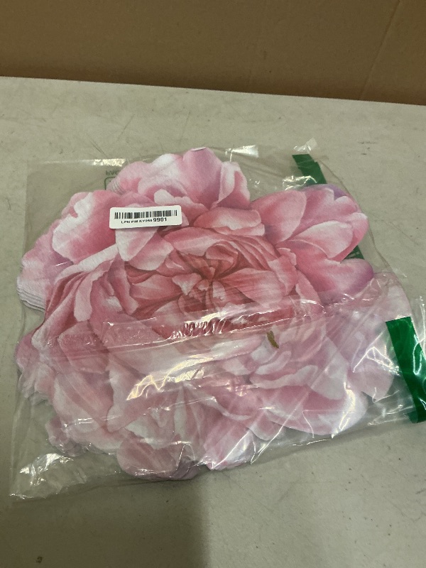 Photo 1 of Set of 100 Peony Placemat Pink Floral Place Mats Spring Paper Placemats Disposable for Dining Table Parties Wedding Kitchen Decor Bridal Shower, 13 x 13 Inch