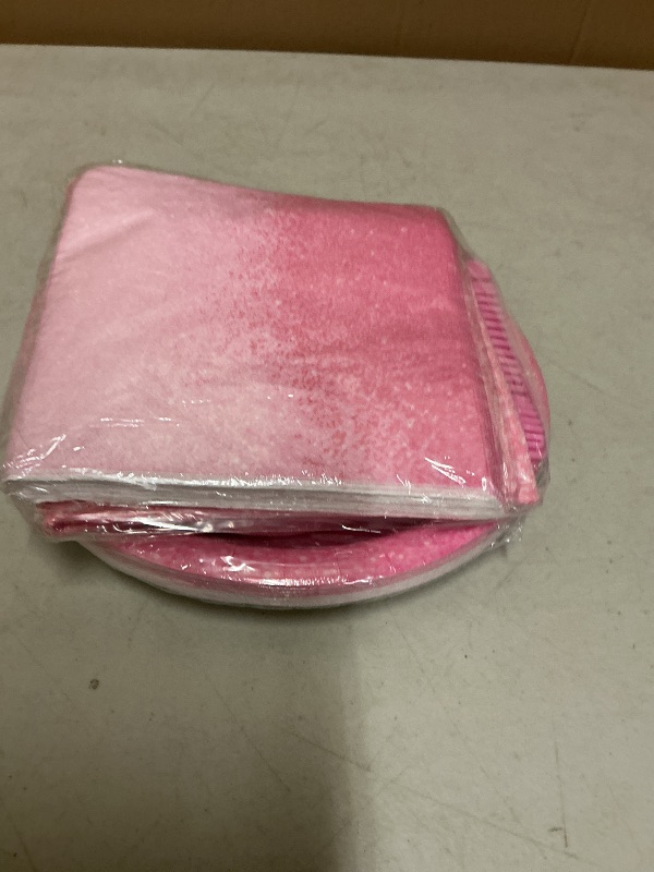 Photo 1 of 98 Pcs Ombre Pink Party Supplies - Gradient Pastel Pink Tableware Set - Plates, Table Covers, Dinnerware for 24 Guests - Wedding, Birthday, Anniversary Decorations