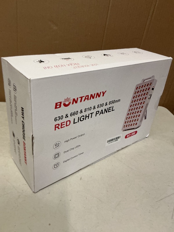 Photo 1 of BONTANNY Red Light Therapy, 630/660/810/830/850nm 5 Wavelengths Red Near Infrared Light Device with 60 Dual Chip Clinical Grade LEDs, Remote Control, Timer for Face, Body, Pain Relief, BO-300 (White)