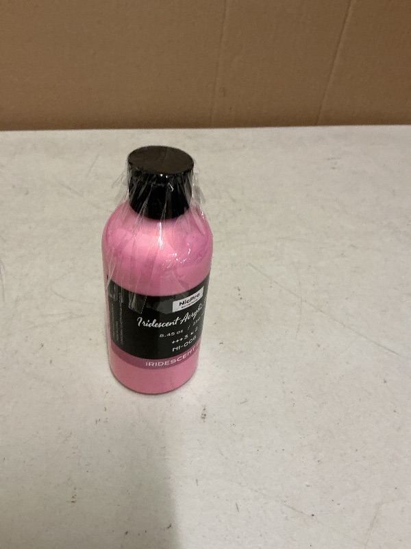 Photo 1 of Nicpro Iridescent Pink Acrylic Paint, 8.45oz / 250ml Large Bottle Pink Metallic Acrylic Paint, Color Shifting & Non-Toxic Art Painting Supplies For Craft Canvas Fabric Rock Wood Ceramic Metal