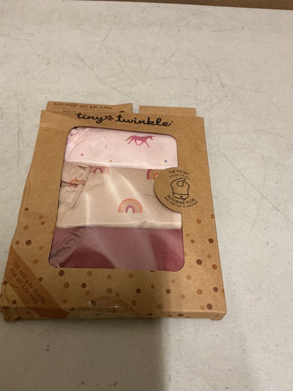 Photo 1 of Tiny Twinkle Mess Proof Baby Bibs for Eating - Waterproof, Wipeable Bibs - Toddler Bibs - Travel Friendly - PFAS, PVC, BPA, Phthalate Free - Baby Food Bibs(3 Pack,Unicorn)