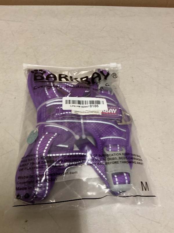 Photo 1 of BARKBAY No Pull Dog Harness Large Reflective Dog Harness with Front Clip and Easy Control Handle for Walking Training Running with ID tag Pocket(Purple,M)