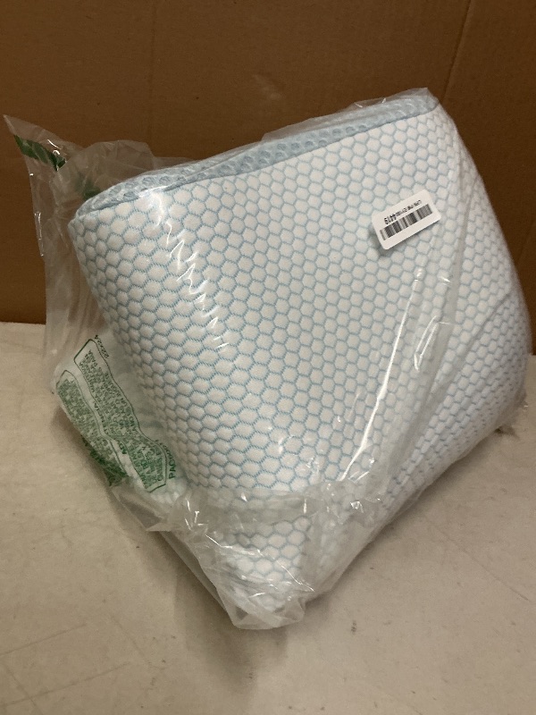 Photo 1 of Anvo Memory Foam Pillow, Neck Contour Cervical Orthopedic Bed Pillow for Sleeping Side Back Stomach Sleeper, Ergonomic Design for Neck and Shoulder Pain Relief, Blue White, Soft