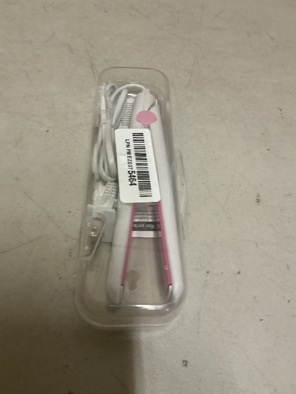 Photo 1 of 2 in 1 Mini Hair Straightener, US Plug, Ceramic Tourmaline Plate, Beauty Flat Iron Heating Curler Small Lightweight Portable Mini Flat Iron Curler for Home (White)