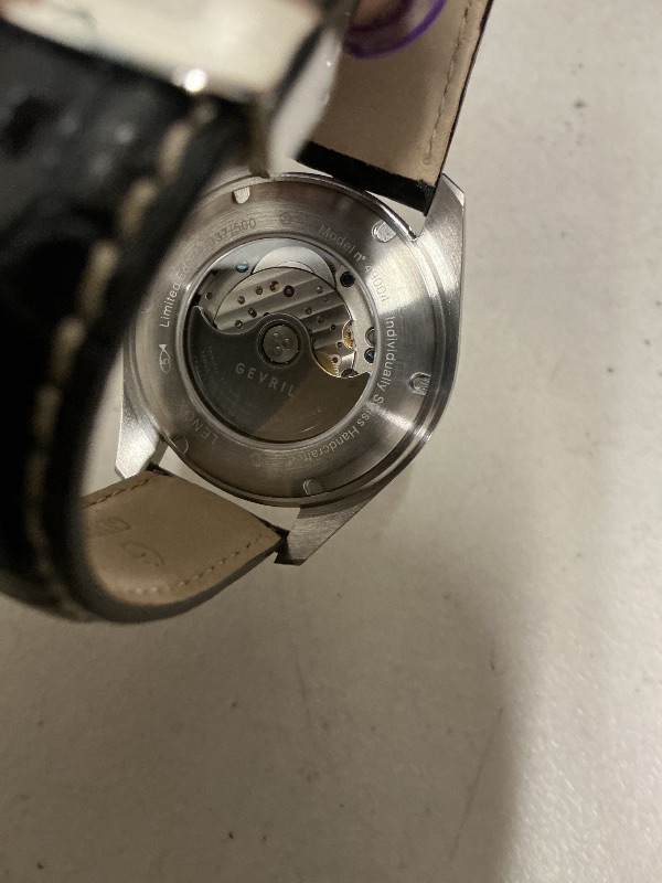 Photo 1 of Gevril49004-1 Men’s Lenox Swiss Automatic Watch Genuine Italian BLK Stitching Leather Strap 