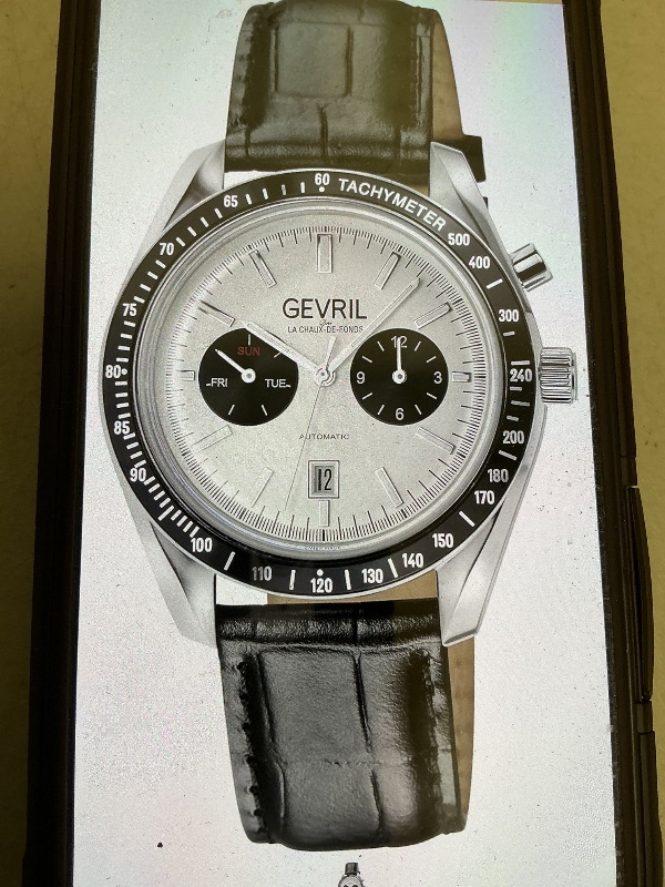 Photo 1 of Gevril49004-1 Men’s Lenox Swiss Automatic Watch Genuine Italian BLK Stitching Leather Strap